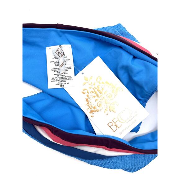 Becca Women's Refine Banded Hipster Swim Bikini Bottom Blue Medium NWT - Picture 4 of 5